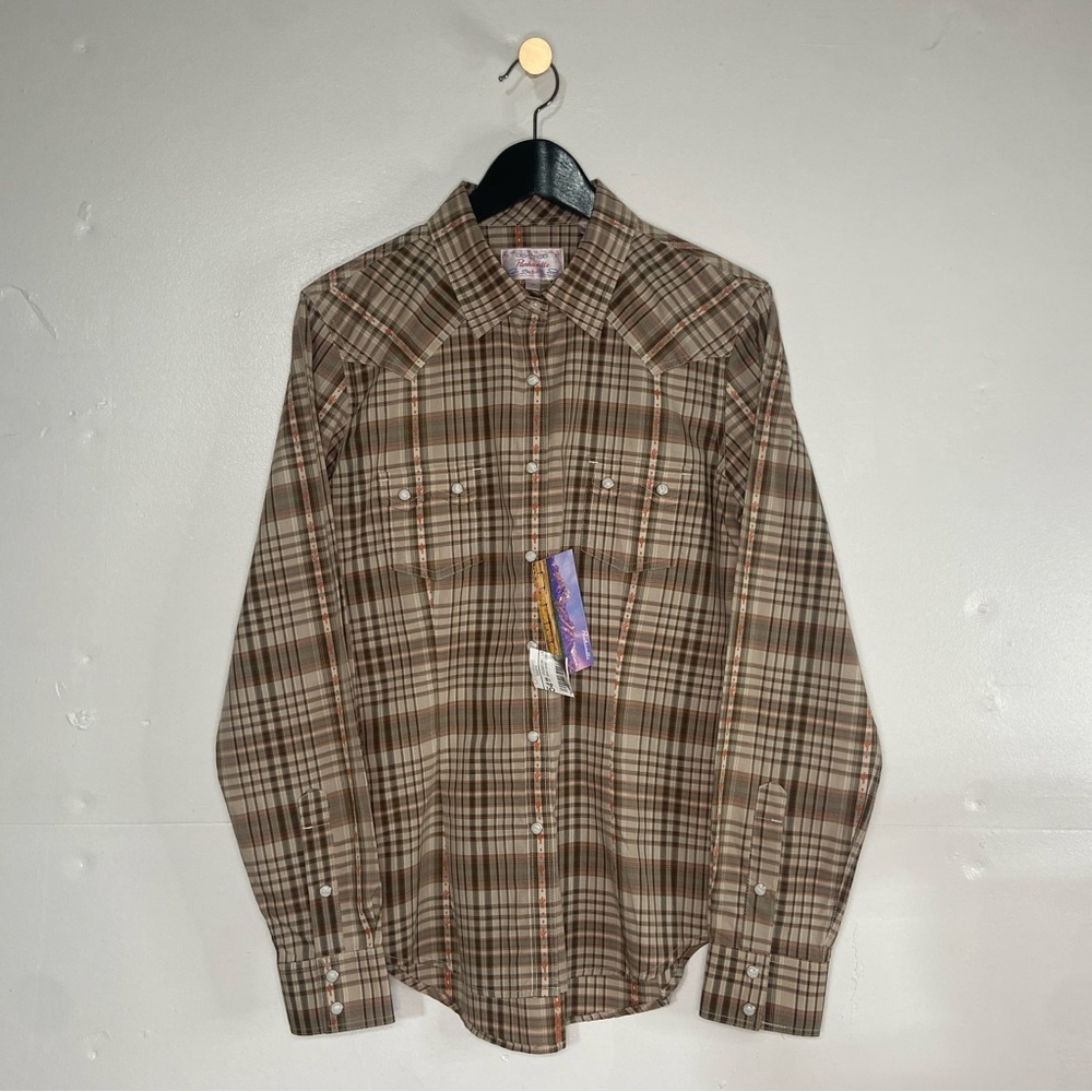 Panhandle Pearl Snap Button Up Women’s Medium Plaid Cotton Cactus Western NWT